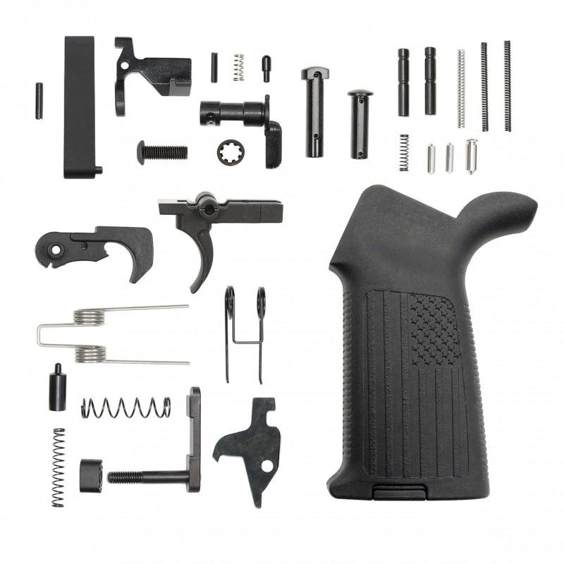 AR-15 Lower Receiver Parts Kit W/ A2 'USA FLAG' Pistol Grip