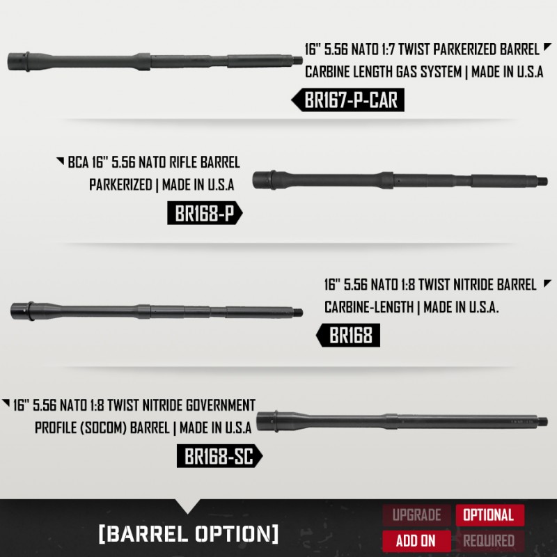 AR-15 .223/5.56 16" Barrel  W/ Handguard Size Option | Carbine Upper Build UPK134 [ASSMBLED]