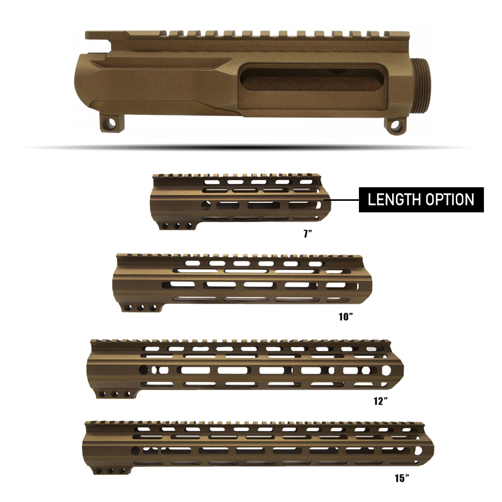 CERAKOTE BURN BRONZE| AR-15 Upper Receiver Billet and Angle Cut M-Lok Handguard |Made in U.S.A. 