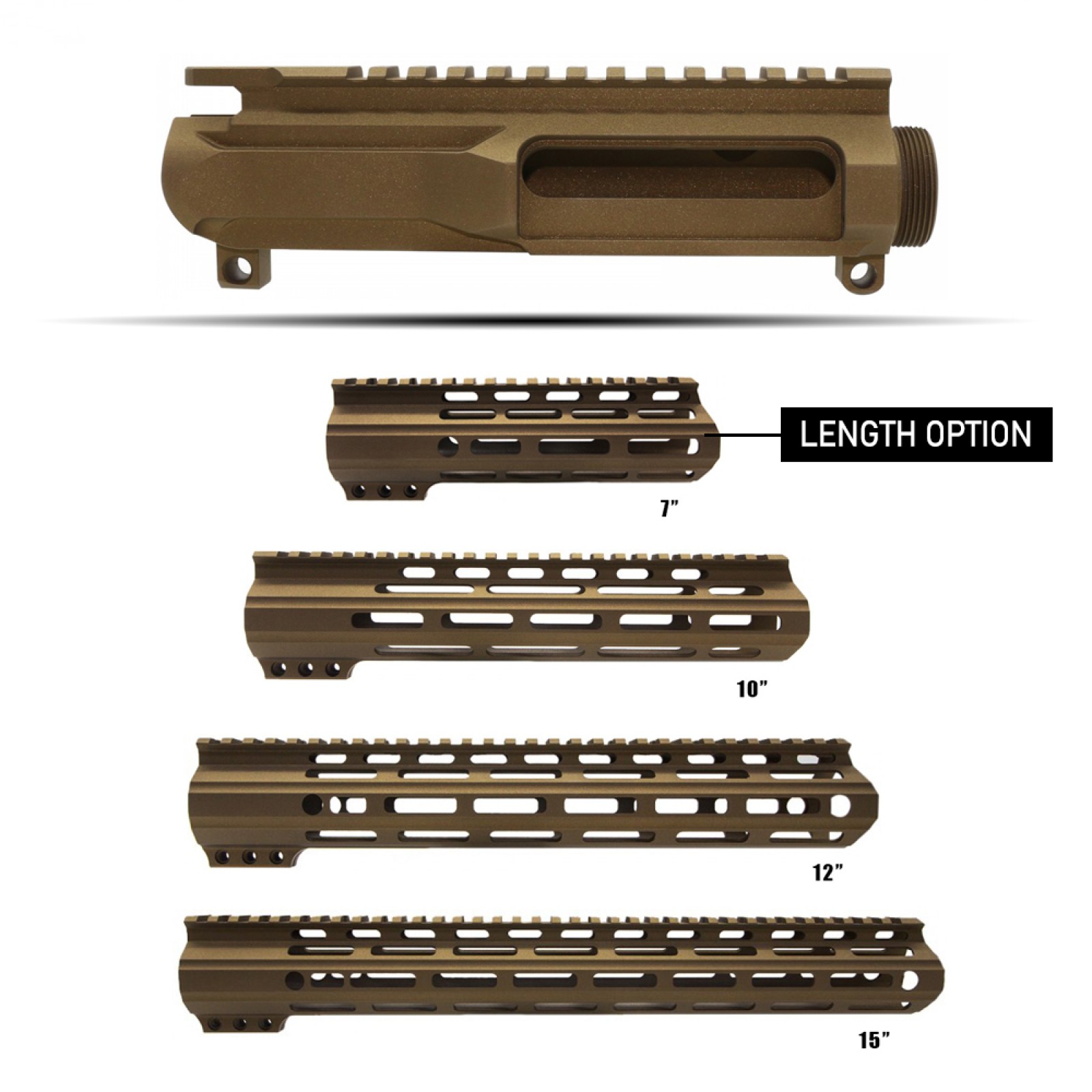 CERAKOTE BURN BRONZE AR15 Upper Receiver Billet and Angle Cut MLok