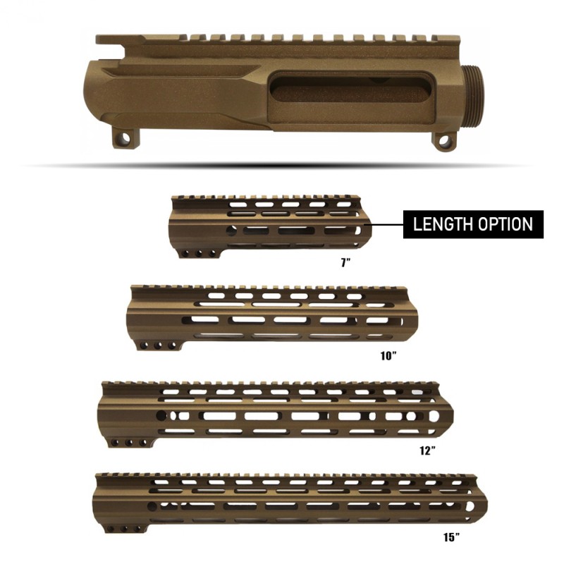 CERAKOTE BURN BRONZE| AR-15 Upper Receiver Billet and Angle Cut M-Lok Handguard |Made in U.S.A. 