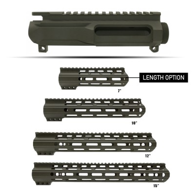 CERAKOTE OD GREEN| AR-15 Upper Receiver Billet and Angle Cut M-Lok Handguard |Made in U.S.A. 