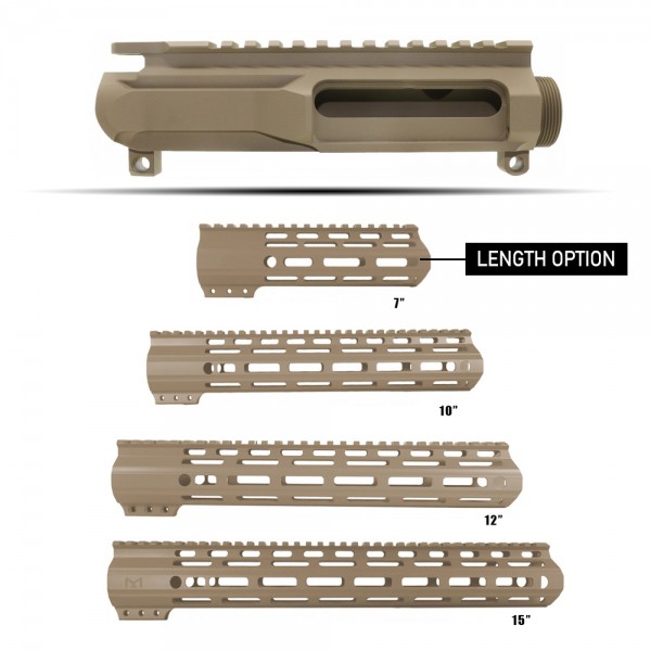 CERAKOTE FLAT DARK EARTH| AR-15 Upper Receiver Billet and Angle Cut M-Lok Handguard |Made in U.S.A.  CERAKOTE FLAT DARK EARTH| AR-15 Upper Receiver Billet and Angle Cut M-Lok Handguard |Made in U.S.A.
