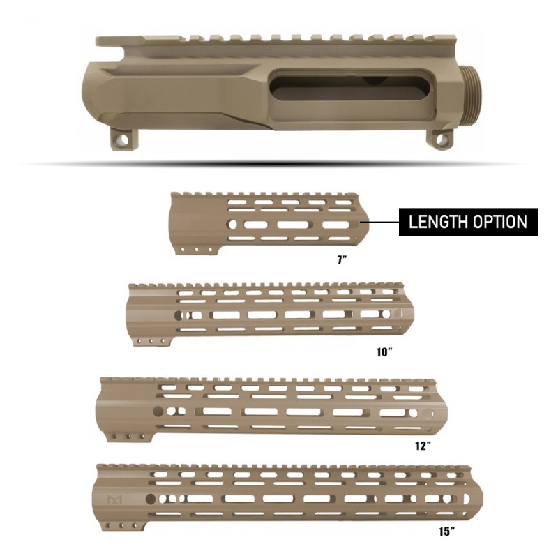 CERAKOTE FDE| AR-15 Upper Receiver Billet and Angle Cut M-Lok Handguard |Made in U.S.A. 