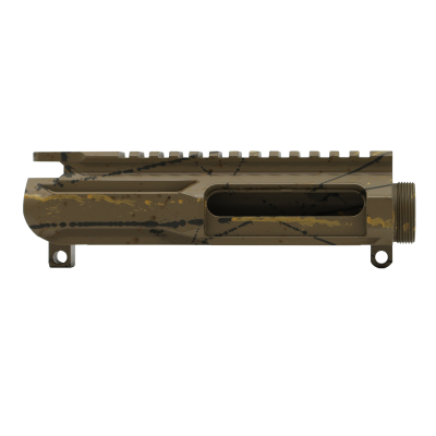 CERAKOTE SPLATTER FDE | AR-15 Billet Upper Receiver - Base FDE - Pattern - BBR.ODG.GLD - MADE IN U.S.A