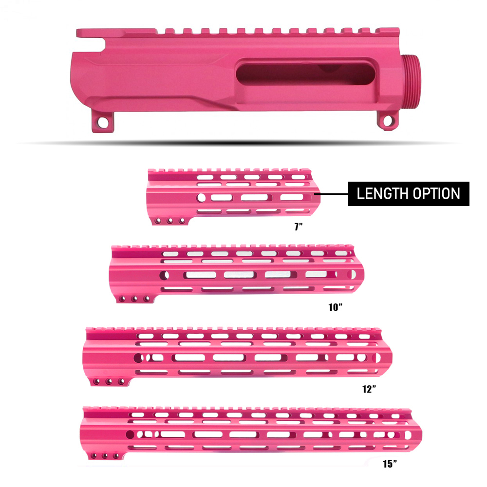 CERAKOTE PINK| AR-15 Upper Receiver Billet and Angle Cut M-Lok Handguard |Made in U.S.A. 