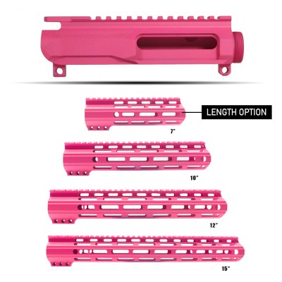 CERAKOTE SIG PINK| AR-15 Upper Receiver Billet and Angle Cut M-Lok Handguard |Made in U.S.A. 