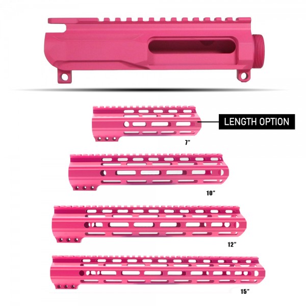 CERAKOTE SIG PINK| AR-15 Upper Receiver Billet and Angle Cut M-Lok Handguard |Made in U.S.A.  CERAKOTE SIG PINK| AR-15 Upper Receiver Billet and Angle Cut M-Lok Handguard |Made in U.S.A.