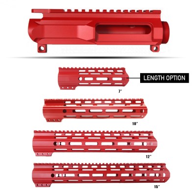 CERAKOTE RUBY RED| AR-15 Upper Receiver Billet and Angle Cut M-Lok Handguard |Made in U.S.A. 
