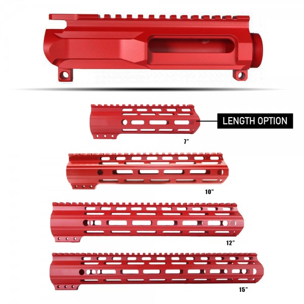 CERAKOTE RUBY RED| AR-15 Upper Receiver Billet and Angle Cut M-Lok Handguard |Made in U.S.A.  CERAKOTE RUBY RED| AR-15 Upper Receiver Billet and Angle Cut M-Lok Handguard |Made in U.S.A.