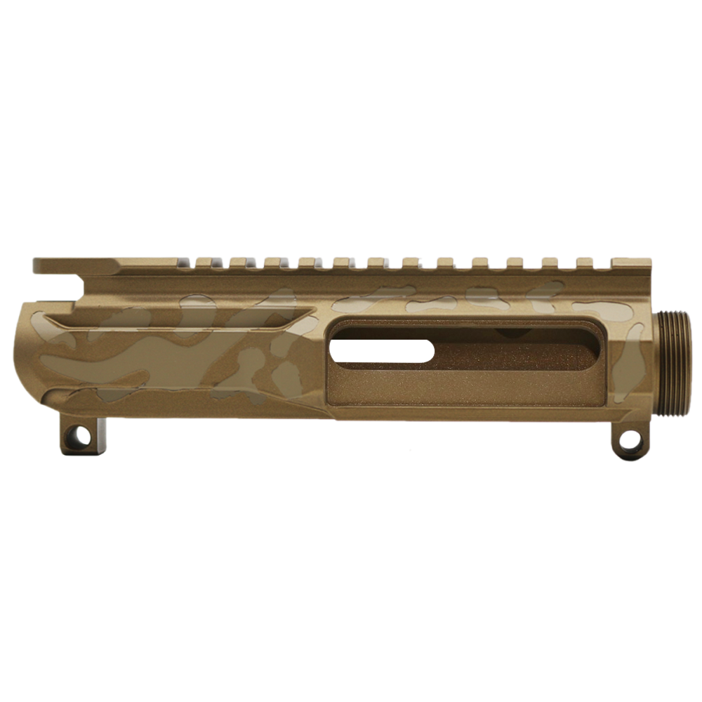 CERAKOTE CAMO| AR-15/47/9/300 Custom Lightweight Side Cut Billet Upper Receiver | Flat Dark Earth and Burnt Bronze - Made In U.S.A