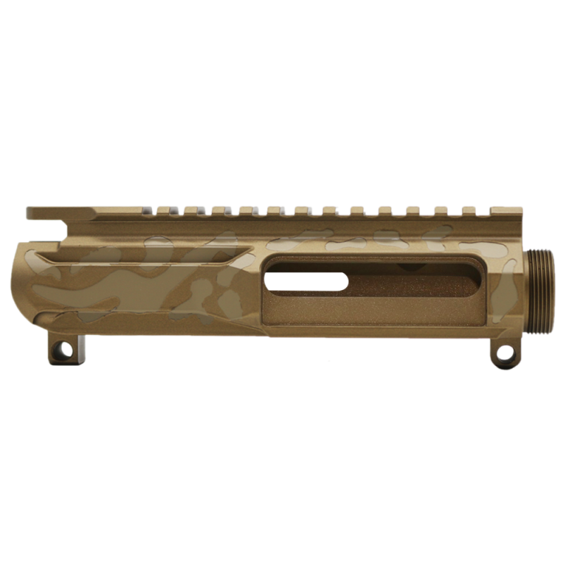 CERAKOTE CAMO| AR-15/47/9/300 Custom Lightweight Side Cut Billet Upper Receiver | Flat Dark Earth and Burnt Bronze - Made In U.S.A