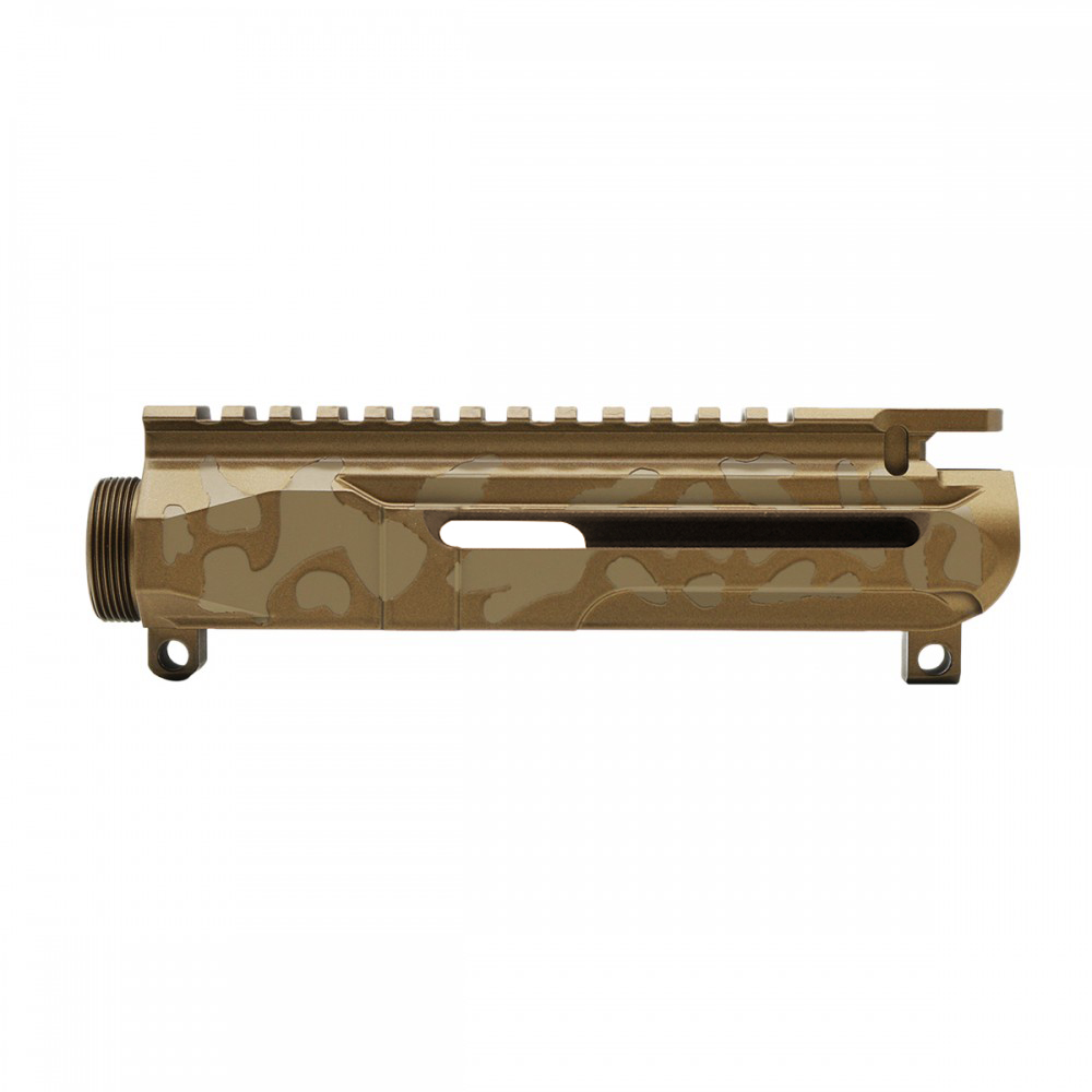 CERAKOTE CAMO| AR-15/47/9/300 Custom Lightweight Side Cut Billet Upper Receiver | Flat Dark Earth and Burnt Bronze - Made In U.S.A