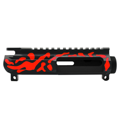 CERAKOTE CAMO RED | AR-15/47/9/300 Custom Lightweight Side Cut Billet Upper Receiver - Base BLK - Pattern - RED - Made In U.S.A
