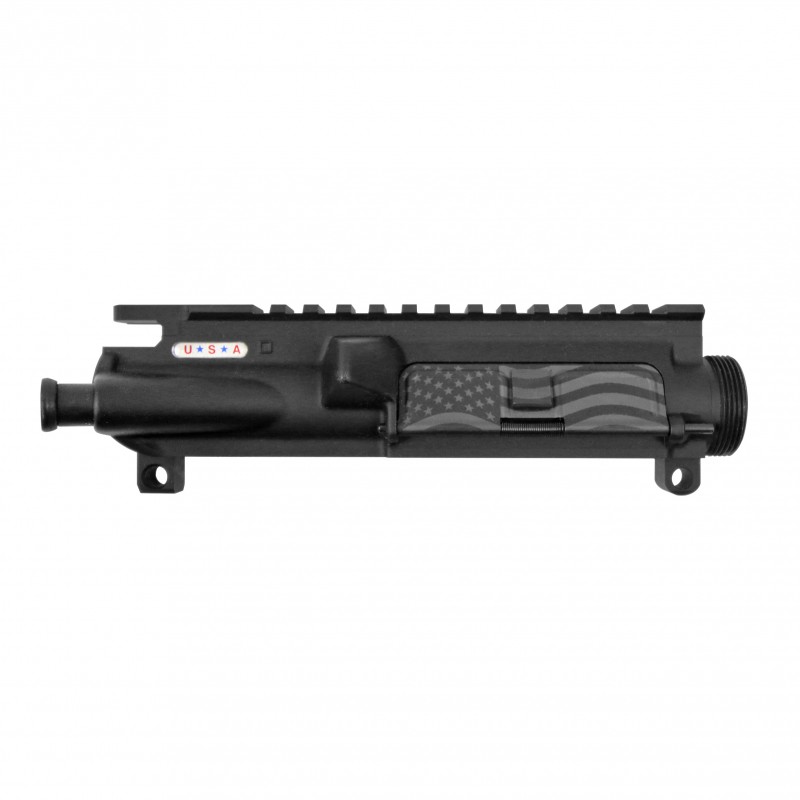 AR-15 Mil-Spec Upper Receiver - Dry Film Lube W/ Forward Assist and American Flag Laser Etched Dust Cover [ASSEMBLED]