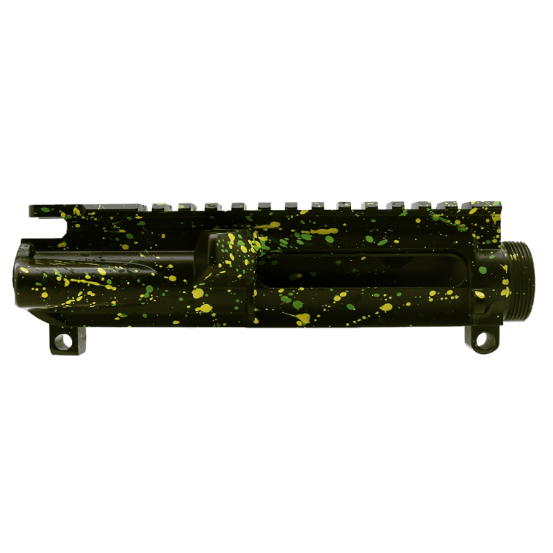 Cerakote Splatter| AR-15 Mil-Spec Upper Receiver - Base OD Green - Pattern - Highland Green - Lemon Zest - Zombie Green - Made in U.S.A Cerakote Splatter| AR-15 Mil-Spec Upper Receiver - Base OD Green - Pattern - Highland Green - Lemon Zest - Zombie Green - Made in U.S.A