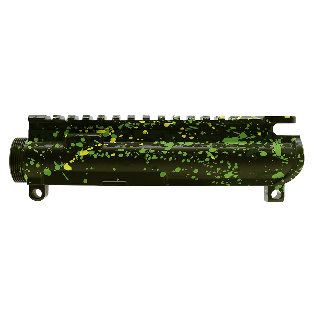 Cerakote Splatter| AR-15 Mil-Spec Upper Receiver - Base OD Green - Pattern - Highland Green - Lemon Zest - Zombie Green - Made in U.S.A Cerakote Splatter| AR-15 Mil-Spec Upper Receiver - Base OD Green - Pattern - Highland Green - Lemon Zest - Zombie Green - Made in U.S.A