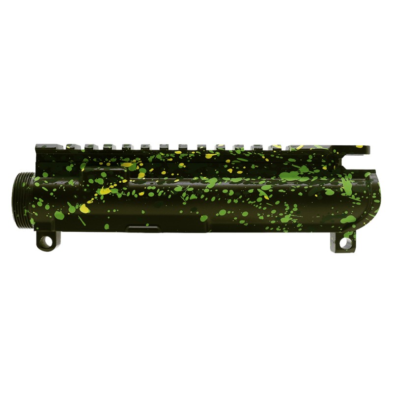 Cerakote Splatter| AR-15 Mil-Spec Upper Receiver - Base OD Green - Pattern - Highland Green - Lemon Zest - Zombie Green - Made in U.S.A Cerakote Splatter| AR-15 Mil-Spec Upper Receiver - Base OD Green - Pattern - Highland Green - Lemon Zest - Zombie Green - Made in U.S.A
