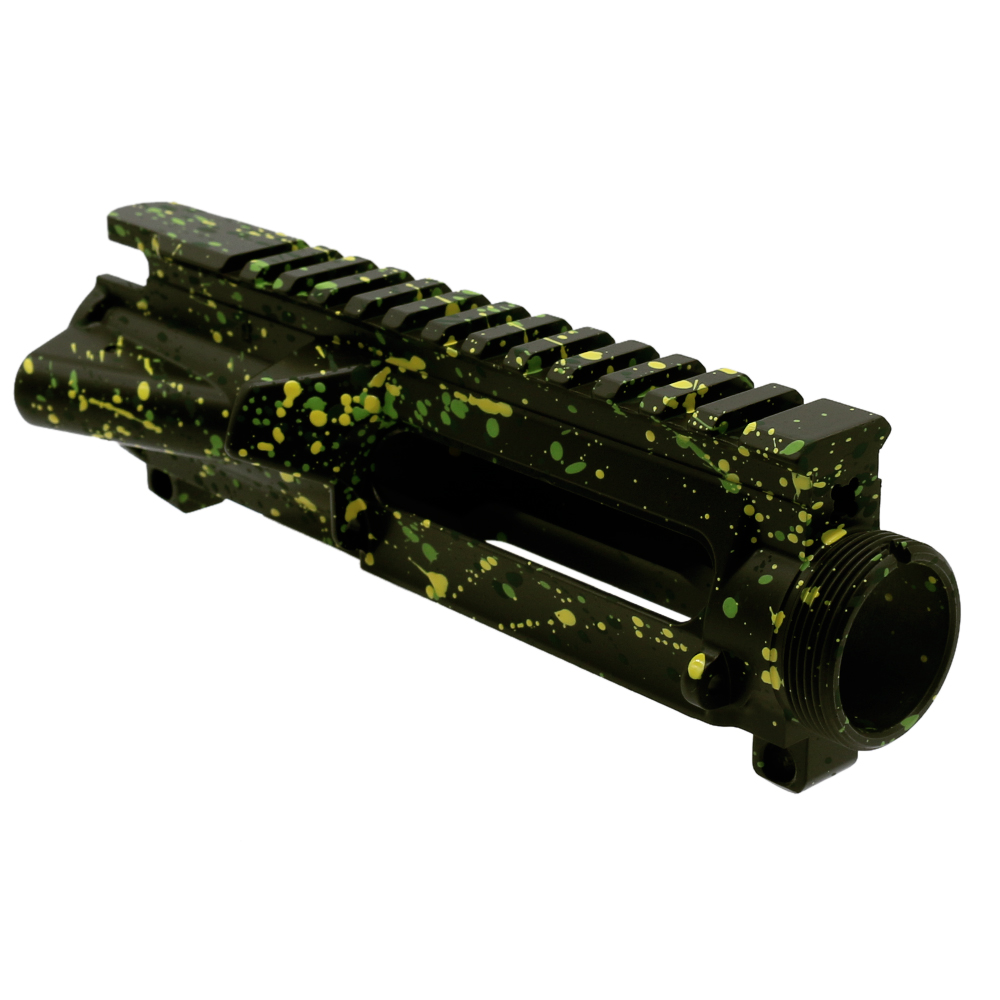 Cerakote Splatter| AR-15 Mil-Spec Upper Receiver - Base OD Green - Pattern - Highland Green - Lemon Zest - Zombie Green - Made in U.S.A Cerakote Splatter| AR-15 Mil-Spec Upper Receiver - Base OD Green - Pattern - Highland Green - Lemon Zest - Zombie Green - Made in U.S.A