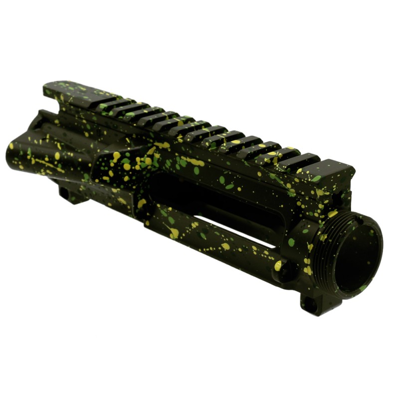 Cerakote Splatter| AR-15 Mil-Spec Upper Receiver - Base OD Green - Pattern - Highland Green - Lemon Zest - Zombie Green - Made in U.S.A Cerakote Splatter| AR-15 Mil-Spec Upper Receiver - Base OD Green - Pattern - Highland Green - Lemon Zest - Zombie Green - Made in U.S.A