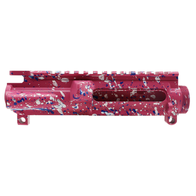 CERAKOTE SPLATTER PNK | AR-15 Mil-Spec Upper Receiver - Base PNK - Pattern - SLV.WHI.BLU - Made in U.S.A