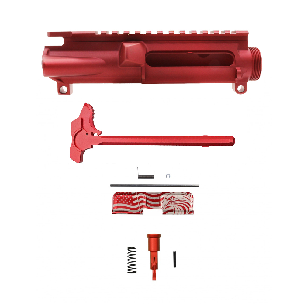 AR-15 Red Anodized Bundle | Stripped Upper Receiver | Charging Handle |Forward Assist | Dust Cover Option 