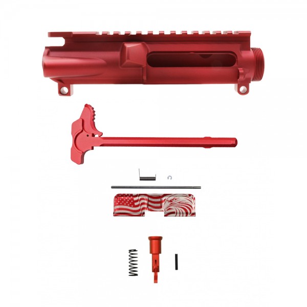 AR-15 Red Anodized Bundle | Stripped Upper Receiver | Charging Handle |Forward Assist | Dust Cover Option  AR-15 Red Anodized Bundle | Stripped Upper Receiver | Charging Handle |Forward Assist | Dust Cover Option