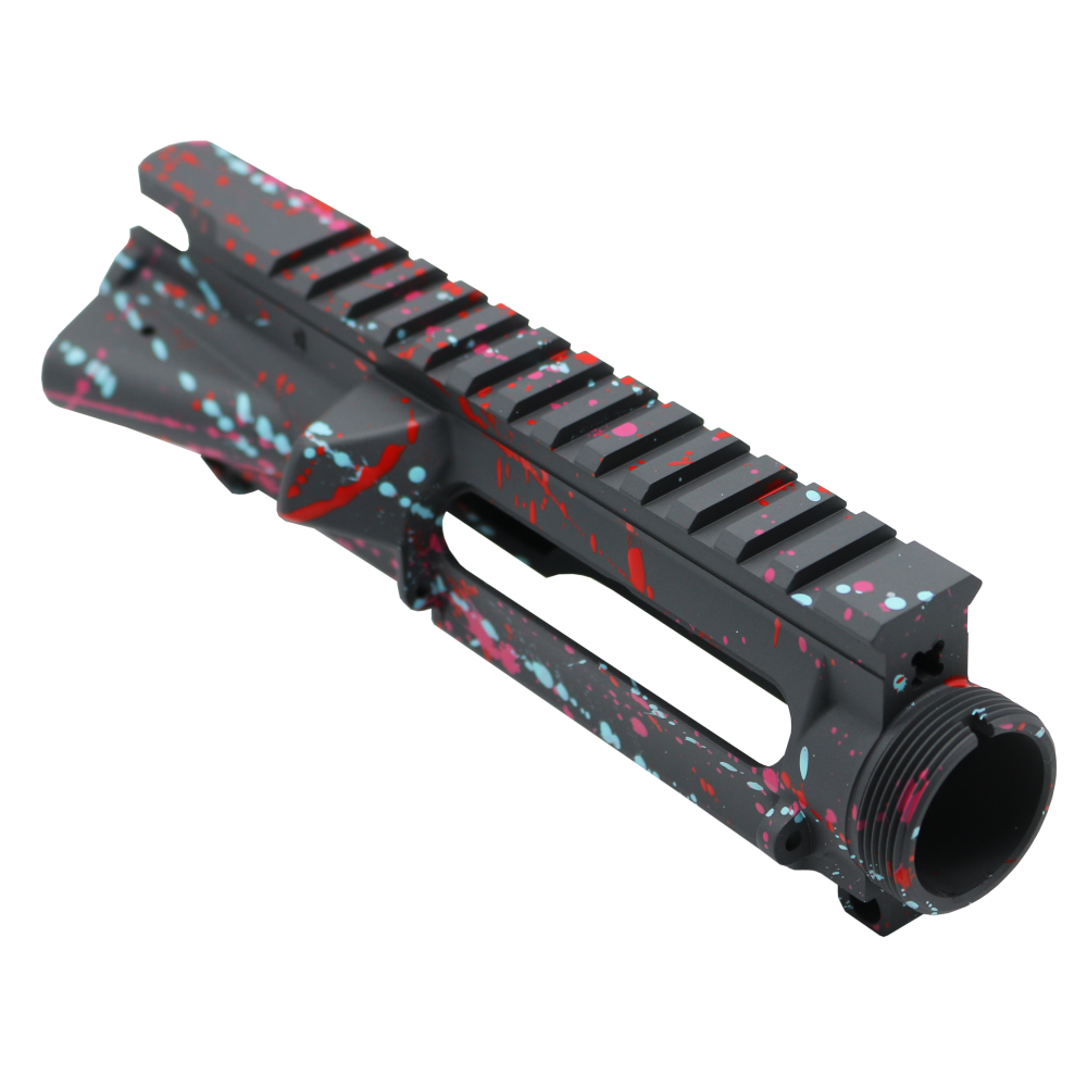 Cerakote Splatter| AR-15 Mil-Spec Upper Receiver -Base Sniper Gray- Pattern- Red- Pink- Robins Egg- Made in U.S.A