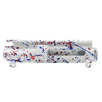 CERAKOTE SPLATTER WHI BR | AR-15 Mil-Spec Upper Receiver - Base WHI - Pattern - RED.BLU - Made in U.S.A