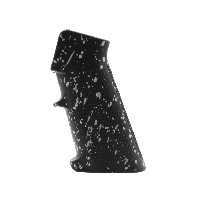CERAKOTE SPLATTER | AR STANDARD A2 PISTOL GRIP - BASE BLACK - PATTERN - GLACIER SILVER CERAKOTE SPLATTER | AR STANDARD A2 PISTOL GRIP - BASE BLACK - PATTERN - GLACIER SILVER