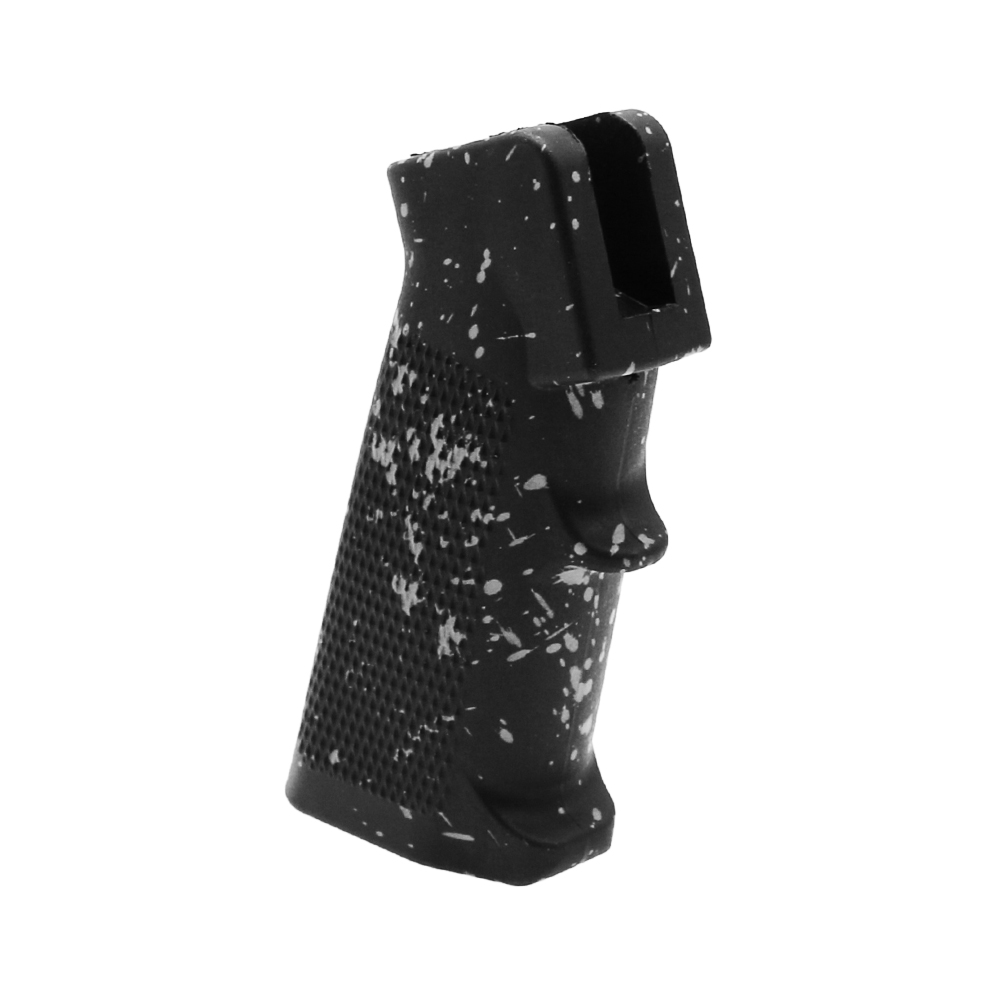 CERAKOTE SPLATTER | AR STANDARD A2 PISTOL GRIP - BASE BLACK - PATTERN - GLACIER SILVER CERAKOTE SPLATTER | AR STANDARD A2 PISTOL GRIP - BASE BLACK - PATTERN - GLACIER SILVER
