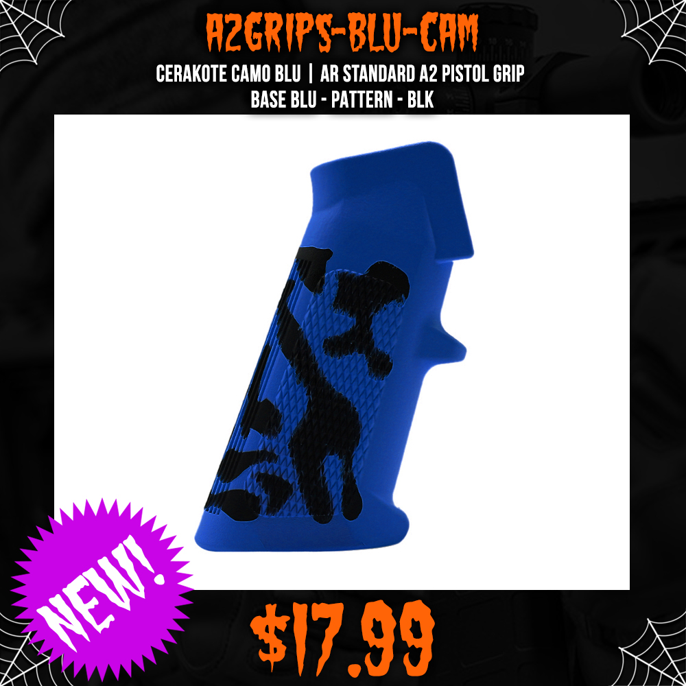 CERAKOTE CAMO BLU | AR Standard A2 Pistol Grip - Base BLU - Pattern - BLK CERAKOTE CAMO BLU | AR Standard A2 Pistol Grip - Base BLU - Pattern - BLK