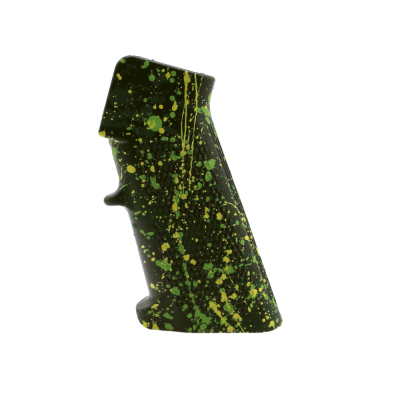 CERAKOTE SPLATTER | AR STANDARD A2 PISTOL GRIP - BASE OD GREEN - PATTERN - HIGHLAND GREEN - LEMON ZEST - ZOMBIE GREEN CERAKOTE SPLATTER | AR STANDARD A2 PISTOL GRIP - BASE OD GREEN - PATTERN - HIGHLAND GREEN - LEMON ZEST - ZOMBIE GREEN