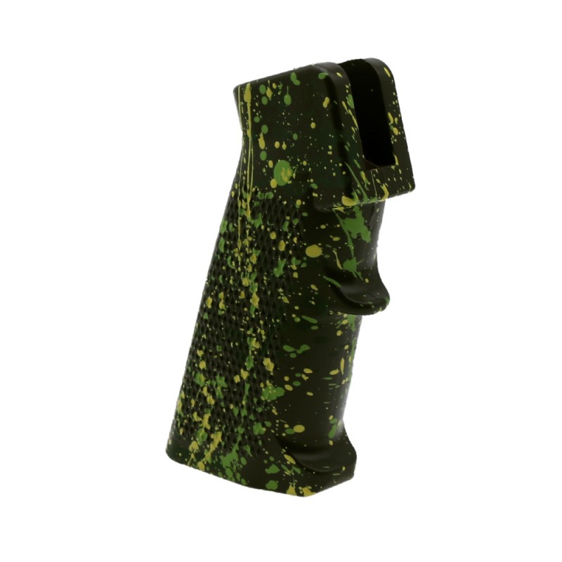 CERAKOTE SPLATTER | AR STANDARD A2 PISTOL GRIP - BASE OD GREEN - PATTERN - HIGHLAND GREEN - LEMON ZEST - ZOMBIE GREEN CERAKOTE SPLATTER | AR STANDARD A2 PISTOL GRIP - BASE OD GREEN - PATTERN - HIGHLAND GREEN - LEMON ZEST - ZOMBIE GREEN