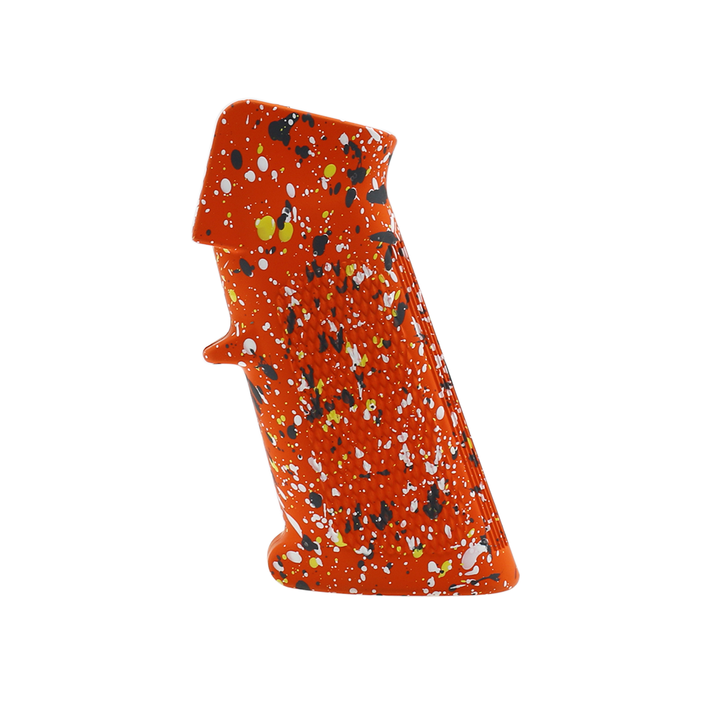 CERAKOTE SPLATTER | AR STANDARD A2 PISTOL GRIP - BASE HUNTER ORANGE - PATTERN - SNIPER GRAY - BRIGHT WHITE - LEMON ZEST
