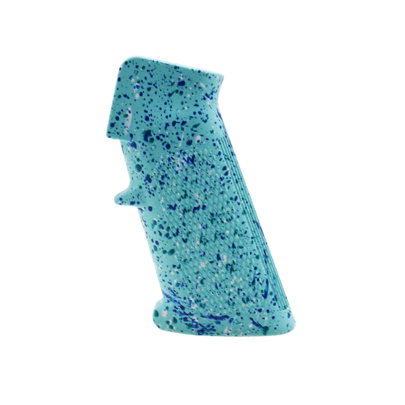CERAKOTE SPLATTER | AR STANDARD A2 PISTOL GRIP - BASE ROBINS EGG - PATTERN - AQUA TEAL - BRIGHT WHITE - BLUE FLAME CERAKOTE SPLATTER | AR STANDARD A2 PISTOL GRIP - BASE ROBINS EGG - PATTERN - AQUA TEAL - BRIGHT WHITE - BLUE FLAME