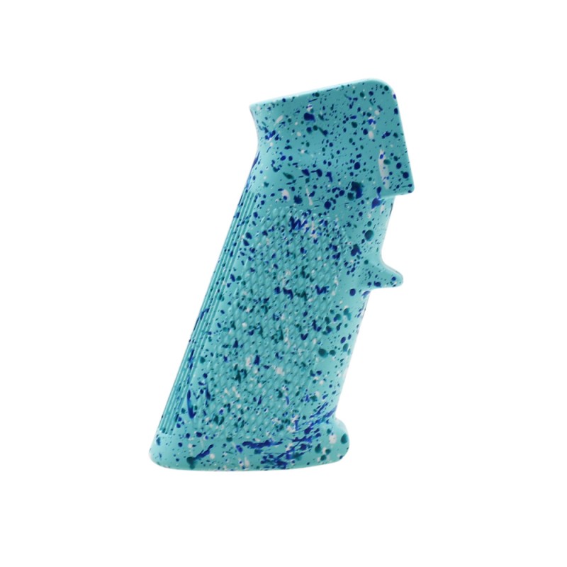 CERAKOTE SPLATTER | AR STANDARD A2 PISTOL GRIP - BASE ROBINS EGG - PATTERN - AQUA TEAL - BRIGHT WHITE - BLUE FLAME CERAKOTE SPLATTER | AR STANDARD A2 PISTOL GRIP - BASE ROBINS EGG - PATTERN - AQUA TEAL - BRIGHT WHITE - BLUE FLAME