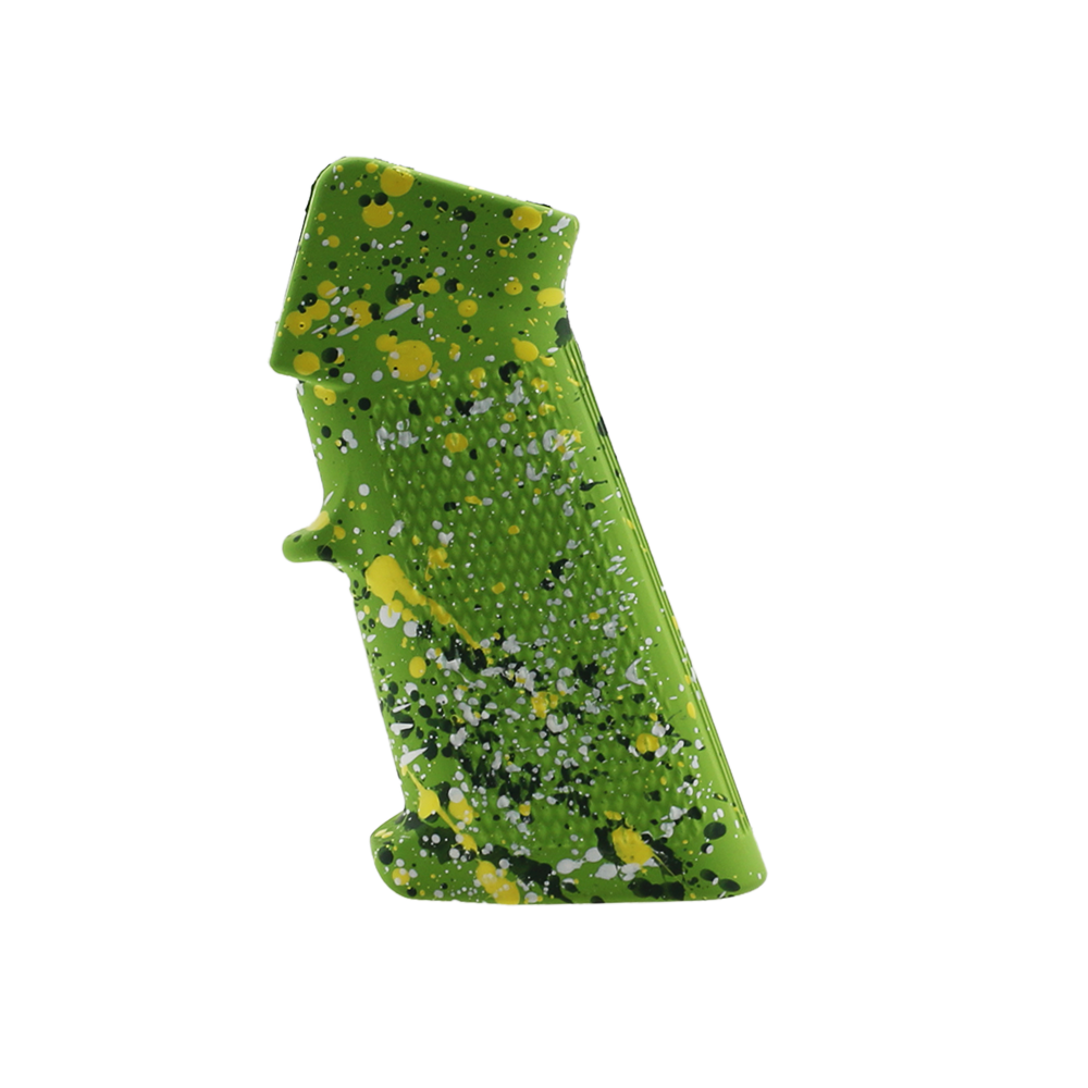 CERAKOTE SPLATTER | AR STANDARD A2 PISTOL GRIP - BASE ZOMBIE GREEN - PATTERN - HIGHLAND GREEN - BRIGHT WHITE - LEMON ZEST CERAKOTE SPLATTER | AR STANDARD A2 PISTOL GRIP - BASE ZOMBIE GREEN - PATTERN - HIGHLAND GREEN - BRIGHT WHITE - LEMON ZEST