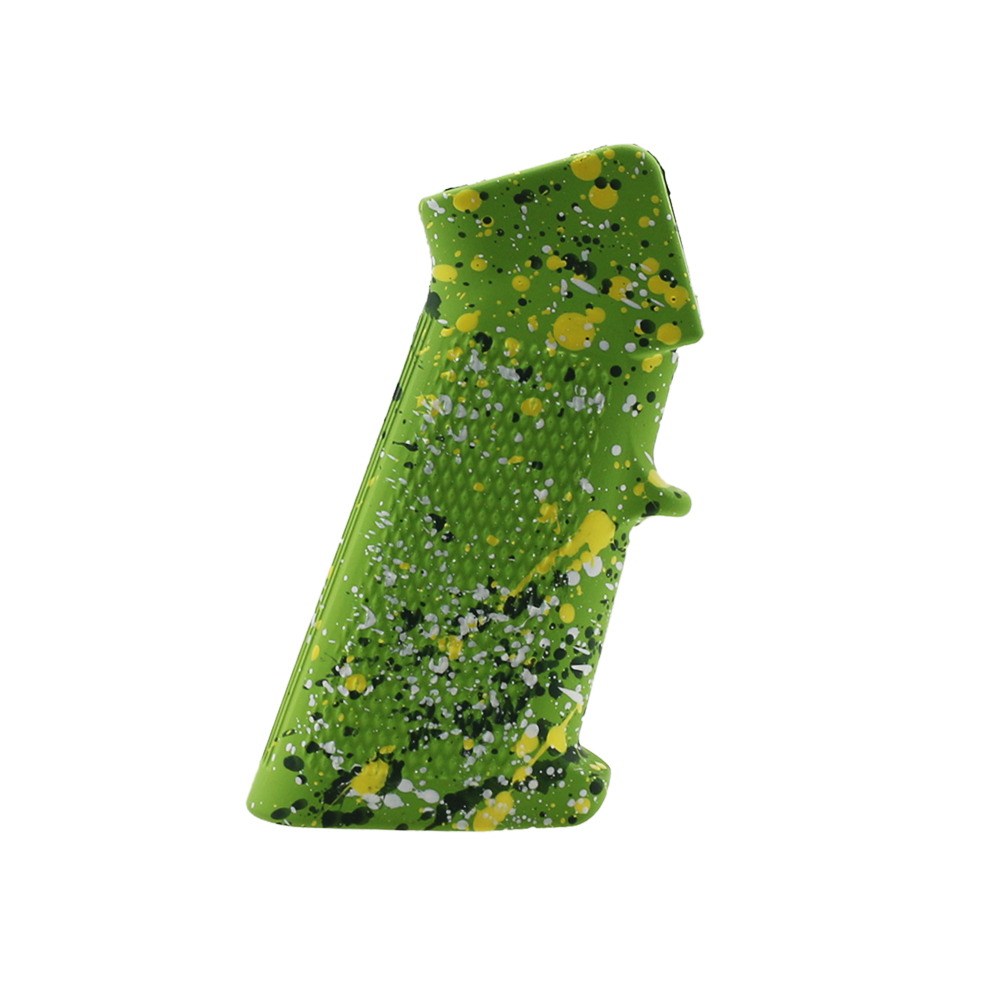 CERAKOTE SPLATTER | AR STANDARD A2 PISTOL GRIP - BASE ZOMBIE GREEN - PATTERN - HIGHLAND GREEN - BRIGHT WHITE - LEMON ZEST CERAKOTE SPLATTER | AR STANDARD A2 PISTOL GRIP - BASE ZOMBIE GREEN - PATTERN - HIGHLAND GREEN - BRIGHT WHITE - LEMON ZEST