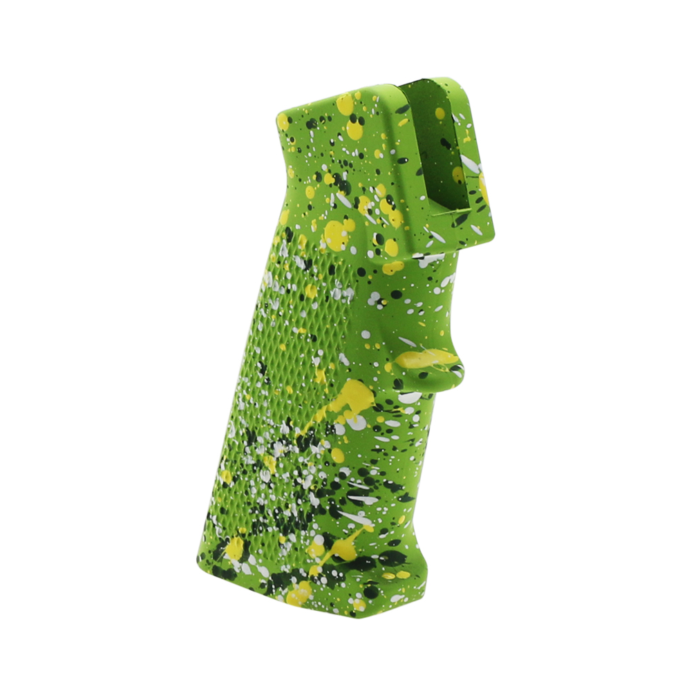 CERAKOTE SPLATTER | AR STANDARD A2 PISTOL GRIP - BASE ZOMBIE GREEN - PATTERN - HIGHLAND GREEN - BRIGHT WHITE - LEMON ZEST CERAKOTE SPLATTER | AR STANDARD A2 PISTOL GRIP - BASE ZOMBIE GREEN - PATTERN - HIGHLAND GREEN - BRIGHT WHITE - LEMON ZEST