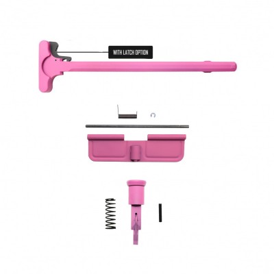 AR-10 / LR-308 CERAKOTE PINK Package Dust Cover, Forward Assist with Latch Option on Charging Handle