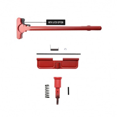 AR-10 / LR-308 CERAKOTE RED Package Dust Cover, Forward Assist with Latch Option on Charging Handle