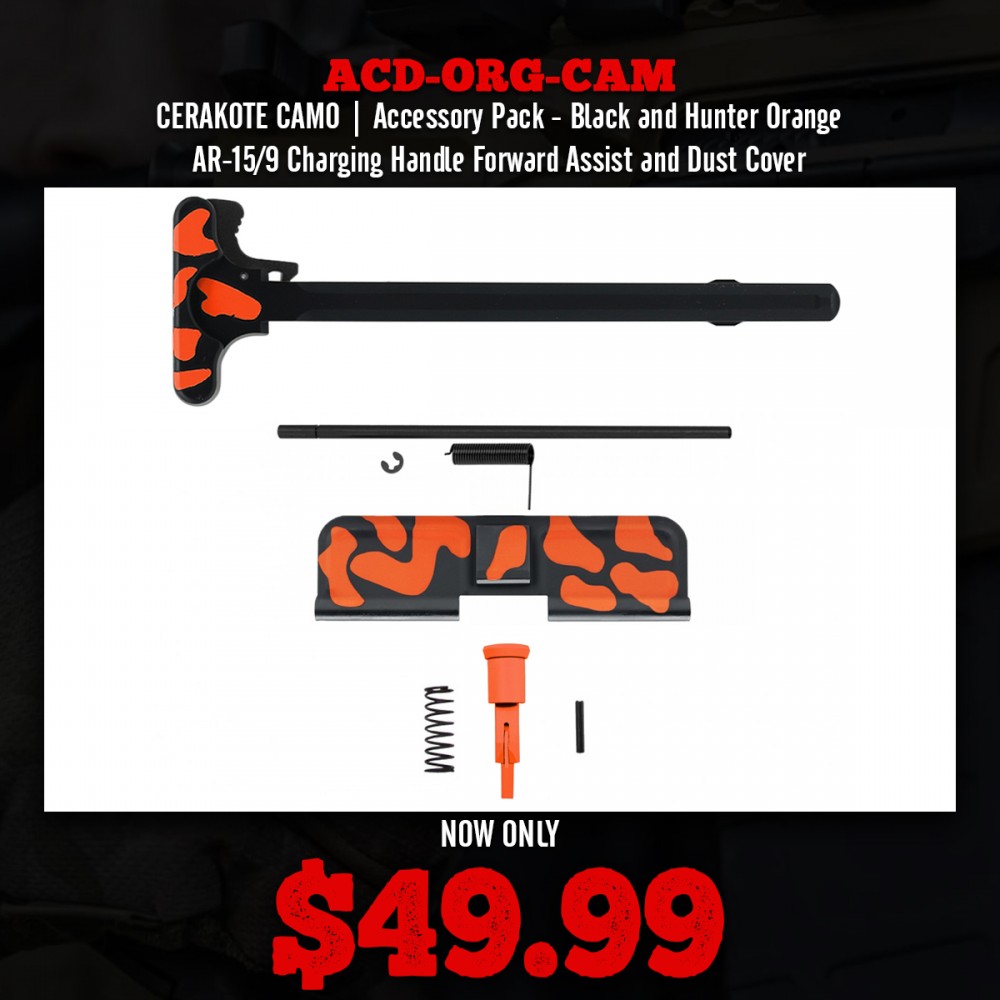 CERAKOTE CAMO | Accessory Pack - Black and Hunter Orange | AR-15/9 Charging Handle Forward Assist and Dust Cover