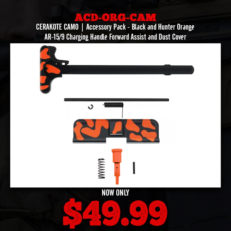 CERAKOTE CAMO | Accessory Pack - Black and Hunter Orange | AR-15/9 Charging Handle Forward Assist and Dust Cover