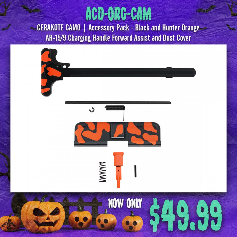 CERAKOTE CAMO | Accessory Pack - Black and Hunter Orange | AR-15/9 Charging Handle Forward Assist and Dust Cover