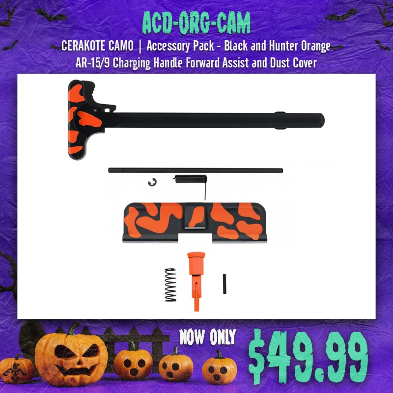 CERAKOTE CAMO | Accessory Pack - Black and Hunter Orange | AR-15/9 Charging Handle Forward Assist and Dust Cover