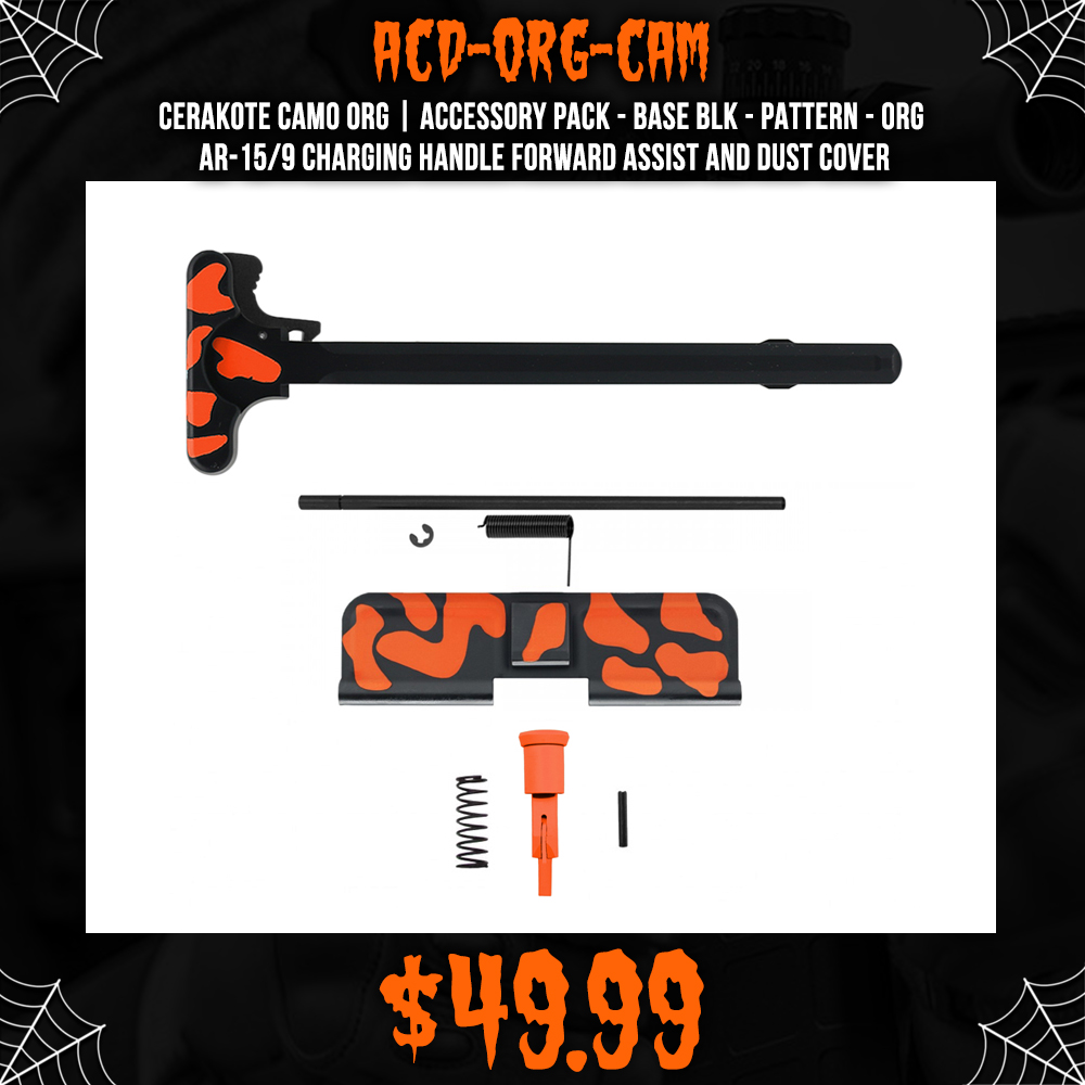 CERAKOTE CAMO ORG | Accessory Pack - Base BLK - Pattern - ORG | AR-15/9 Charging Handle Forward Assist and Dust Cover CERAKOTE CAMO ORG | Accessory Pack - Base BLK - Pattern - ORG | AR-15/9 Charging Handle Forward Assist and Dust Cover