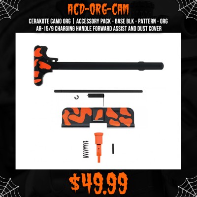 CERAKOTE CAMO ORG | Accessory Pack - Base BLK - Pattern - ORG | AR-15/9 Charging Handle Forward Assist and Dust Cover