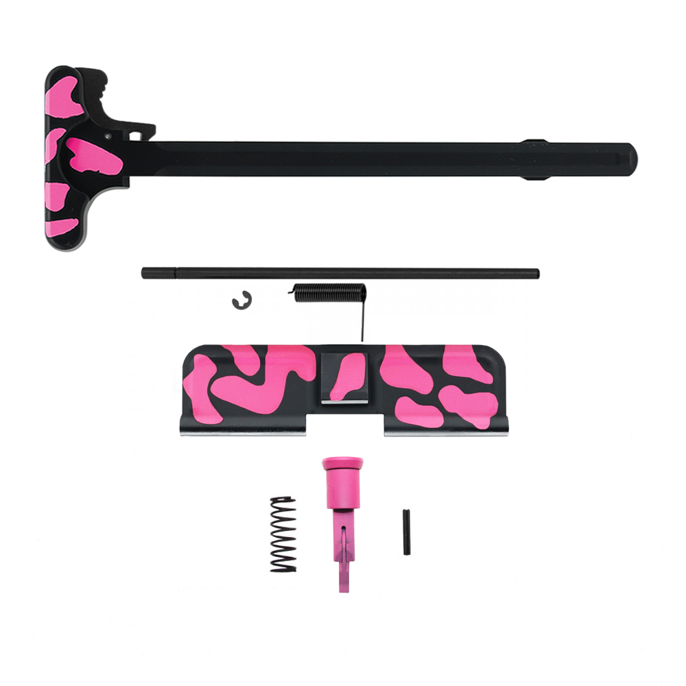 CERAKOTE CAMO | Accessory Pack - Black and Pink | AR-15/9 Charging Handle Forward Assist and Dust Cover