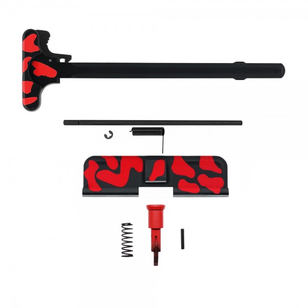 CERAKOTE CAMO RED | Accessory Pack - Base BLK - Pattern - RED | AR-15/9 Charging Handle Forward Assist and Dust Cover CERAKOTE CAMO RED | Accessory Pack - Base BLK - Pattern - RED | AR-15/9 Charging Handle Forward Assist and Dust Cover